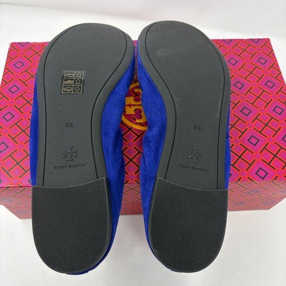 Tory Burch Eddie Ballet 2.0 Suede Flats Dark Indigo 400 Womens Size 9.5 NIB - Picture 6 of 8